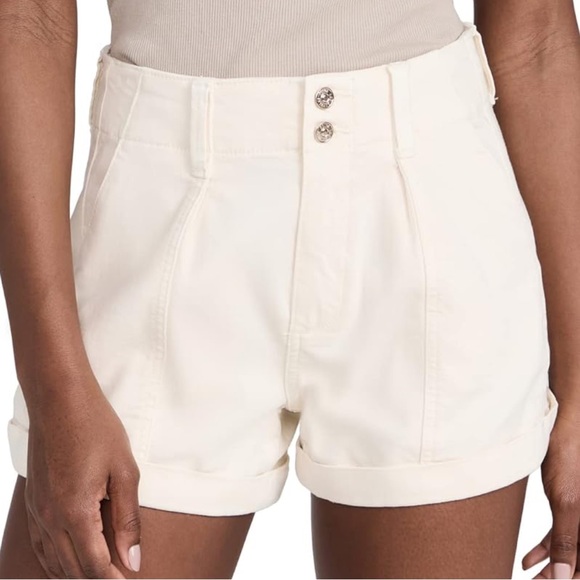 PAIGE Pants - PAIGE Brooklyn High Rise Cuffed Shorts Ivory Quartz Sand Size 31 NWT